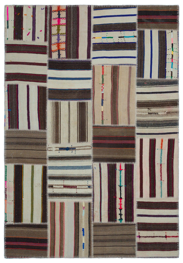 Bej Anadolu Geometrik Modern Yün Halı 157x230 - Özel Seri