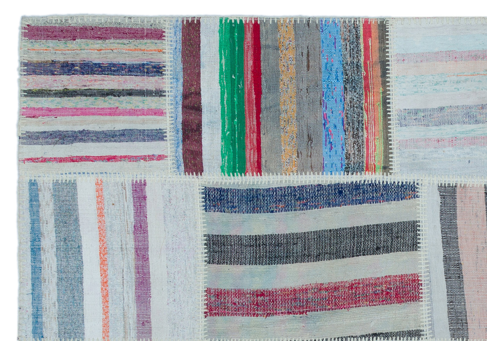 Teselya Bej Çizgili Yün El Dokuma Halısı 160 x 230 Apex Unique