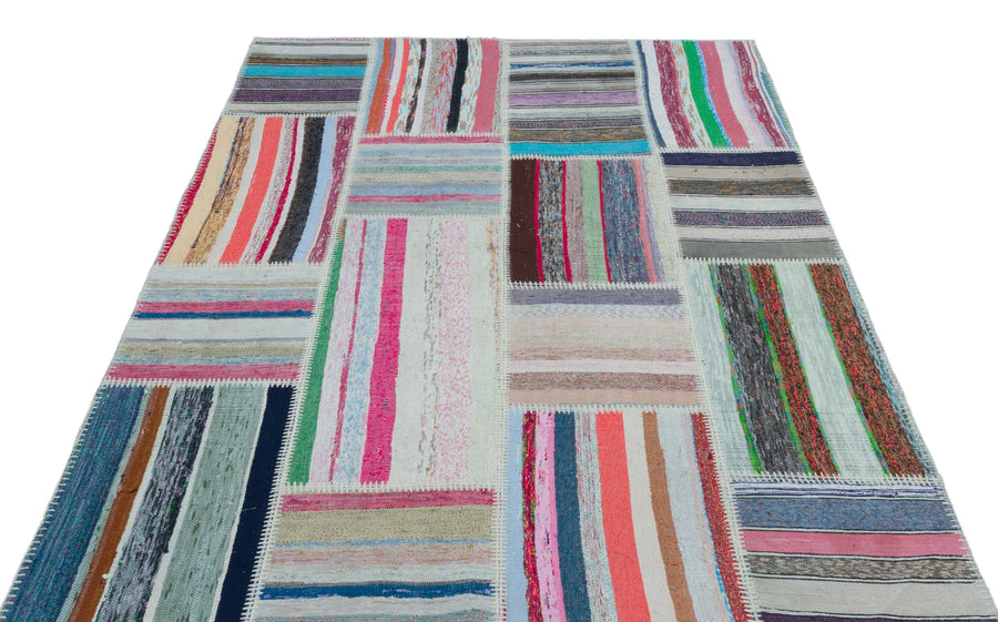 Kırmızı Mavi Anadolu Bohem Geometrik Yün Halı 160x225 - Özel Seri