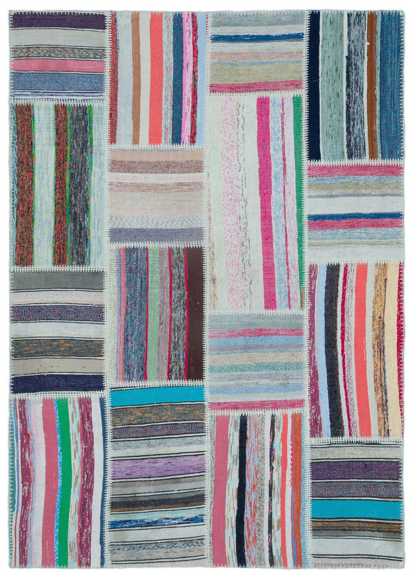 Kırmızı Mavi Anadolu Bohem Geometrik Yün Halı 160x225 - Özel Seri