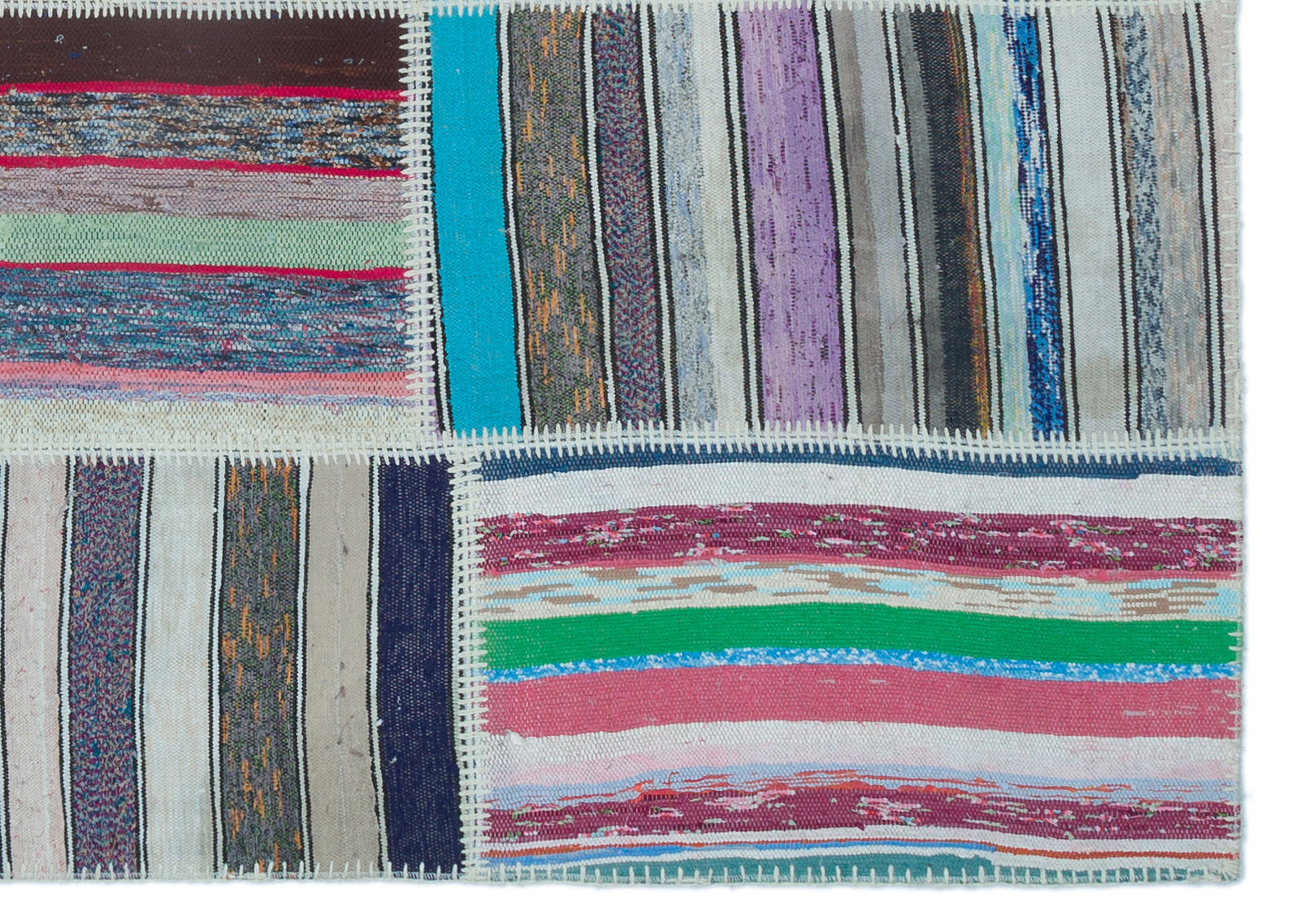 Teselya Mavi Çizgili Yün El Dokuma Halısı 160 x 225 Apex Unique