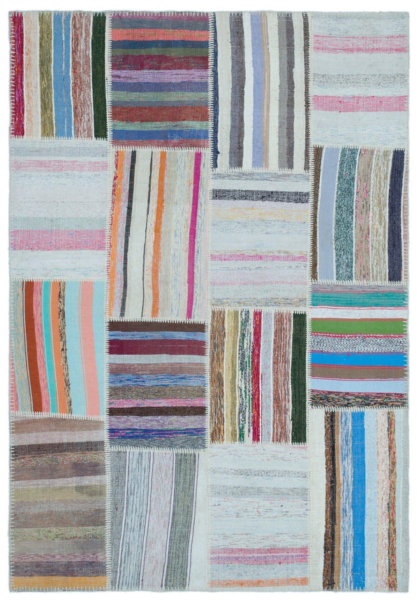 Bej Bohem Geometrik Yün Halı 160x230