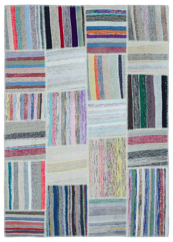 Kırmızı Mavi Bohem Modern Yün Halı 160x223