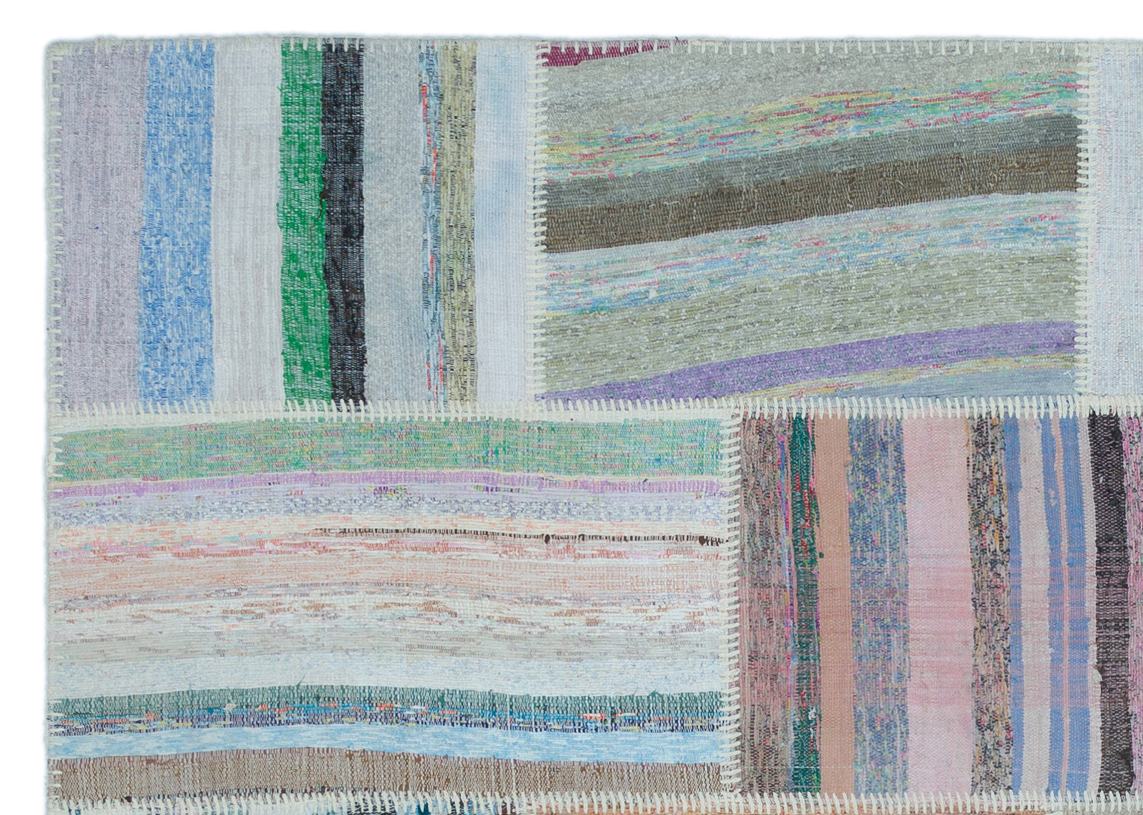 Teselya Bej Çizgili Yün El Dokuma Halısı 160 x 224 Apex Unique