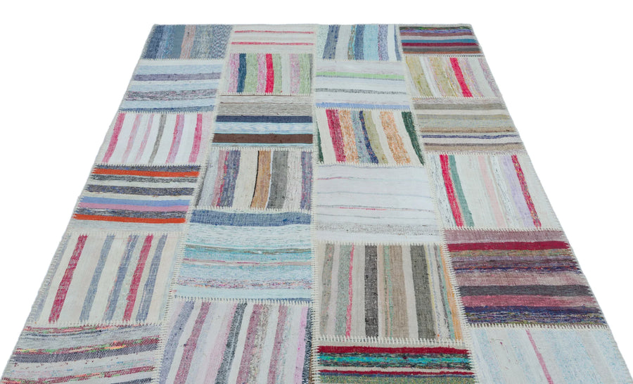 Beyaz Gri Anadolu Geometrik Modern Yün Halı 160x230 - Özel Seri