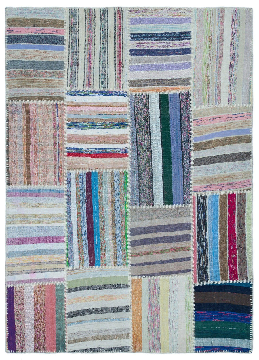 Bej Geometrik Modern Yün Halı 160x224
