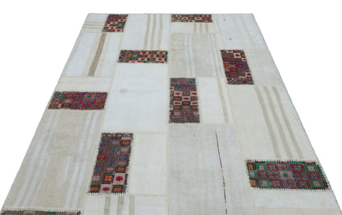 Teselya Bej Patchwork Yün El Dokuma Halısı 160 x 233 Apex Unique