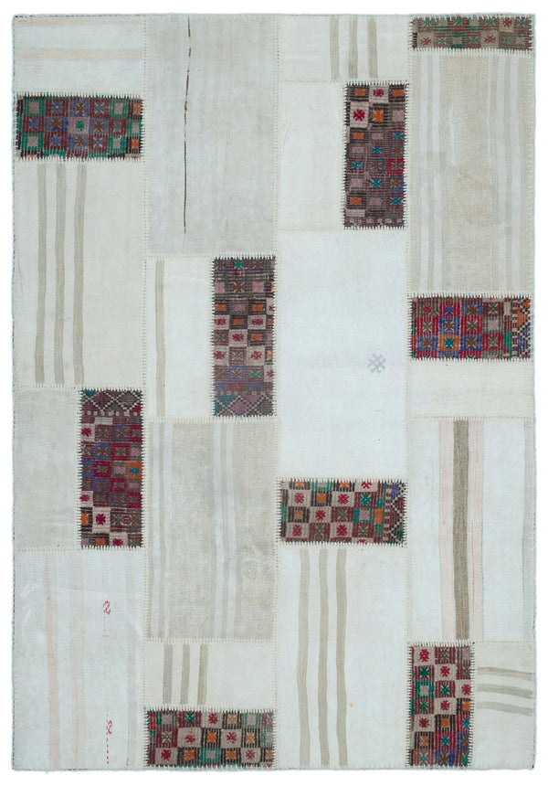Bej Anadolu Bohem Geometrik Yün Halı 160x233 - Özel Seri