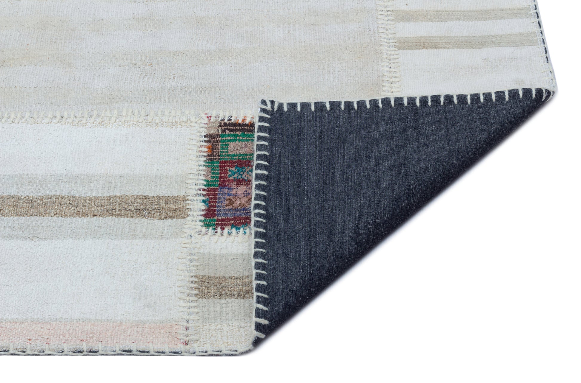 Teselya Bej Patchwork Yün El Dokuma Halısı 160 x 235 Apex Unique