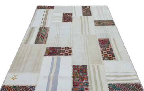 Teselya Bej Patchwork Yün El Dokuma Halısı 160 x 233 Apex Unique