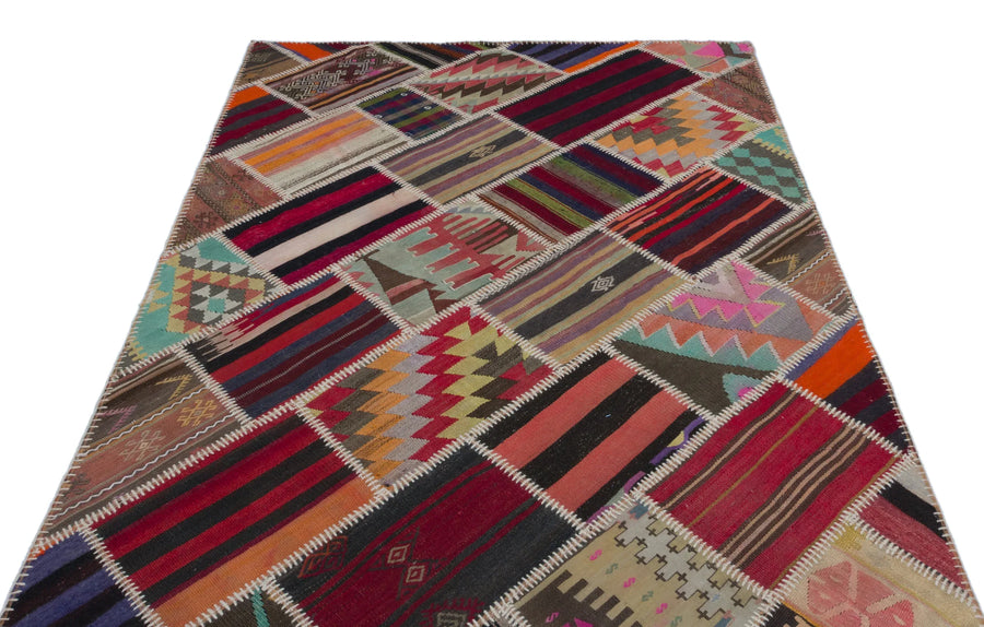 Kırmızı Anadolu Bohem Geometrik Yün Halı 155x237 - Özel Seri