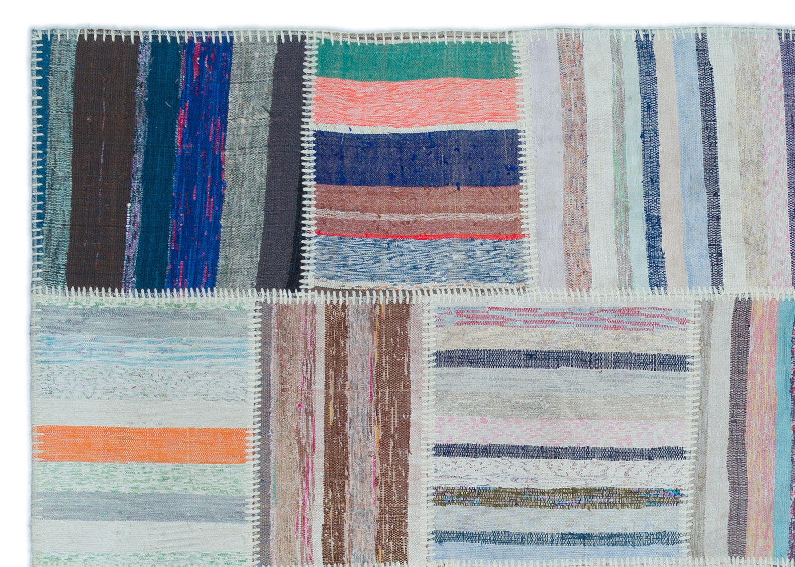 Teselya Bej Çizgili Yün El Dokuma Halısı 158 x 224 Apex Unique