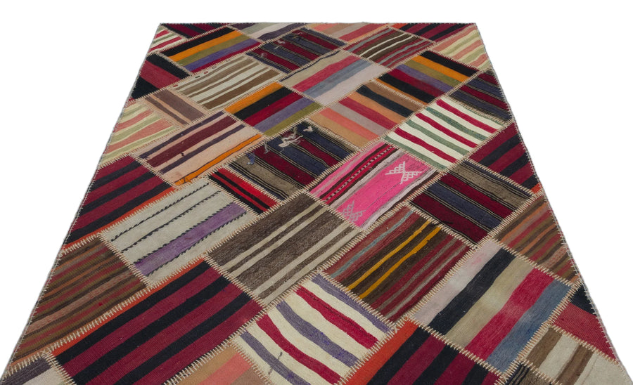 Kırmızı Anadolu Bohem Geometrik Yün Halı 160x226 - Özel Seri