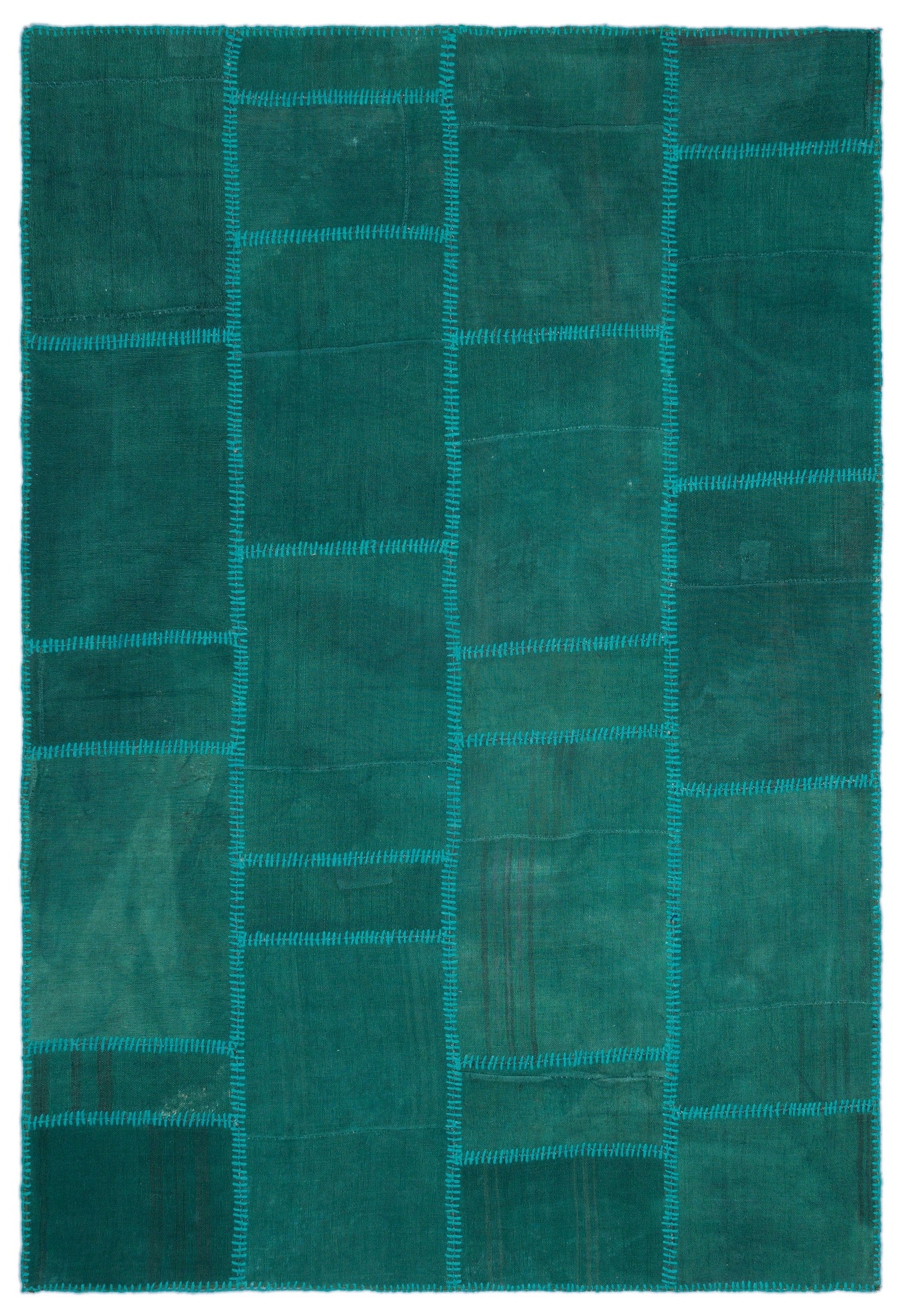 Teselya Turkuaz Patchwork Yün El Dokuma Halısı 159 x 233 Apex Unique