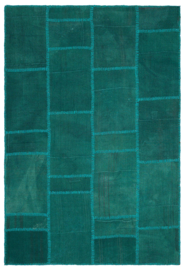 Mavi Yeşil Anadolu Eskitme Geometrik Yün Halı 159x233 - Özel Seri
