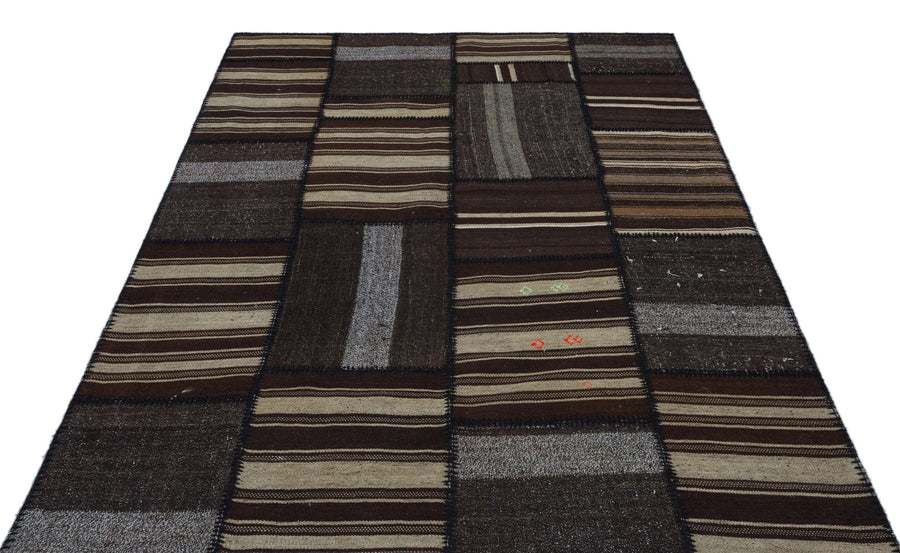 Bej Gri Anadolu Bohem Geometrik Yün Halı 163x230 - Özel Seri