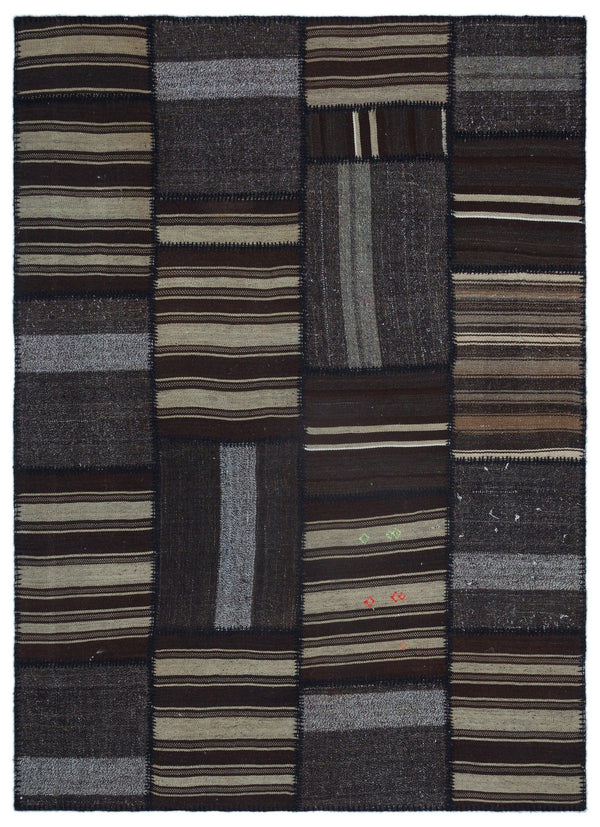 Bej Gri Anadolu Bohem Geometrik Yün Halı 163x230 - Özel Seri