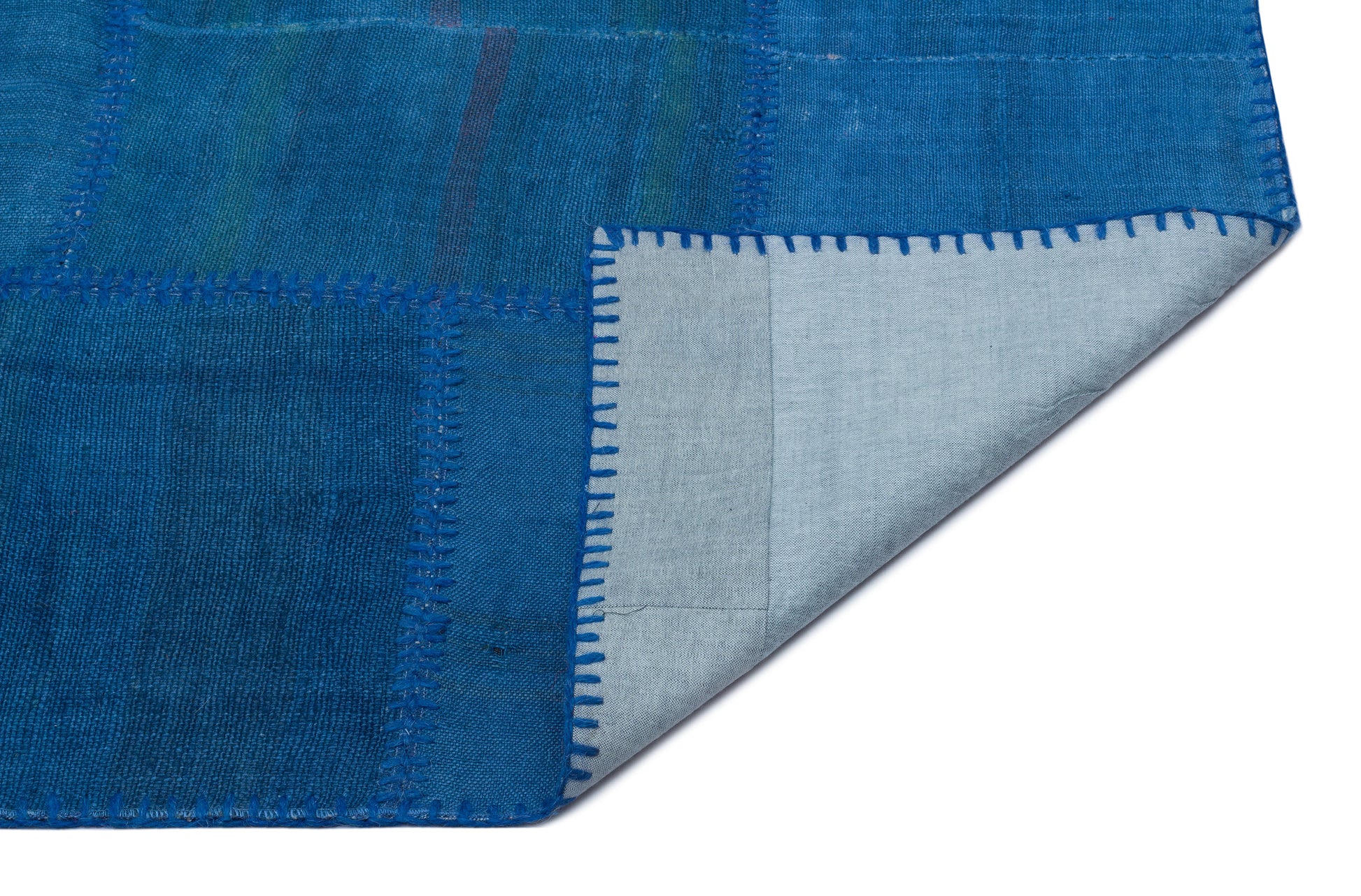 Teselya Mavi Patchwork Yün El Dokuma Halısı 154 x 230 Apex Unique