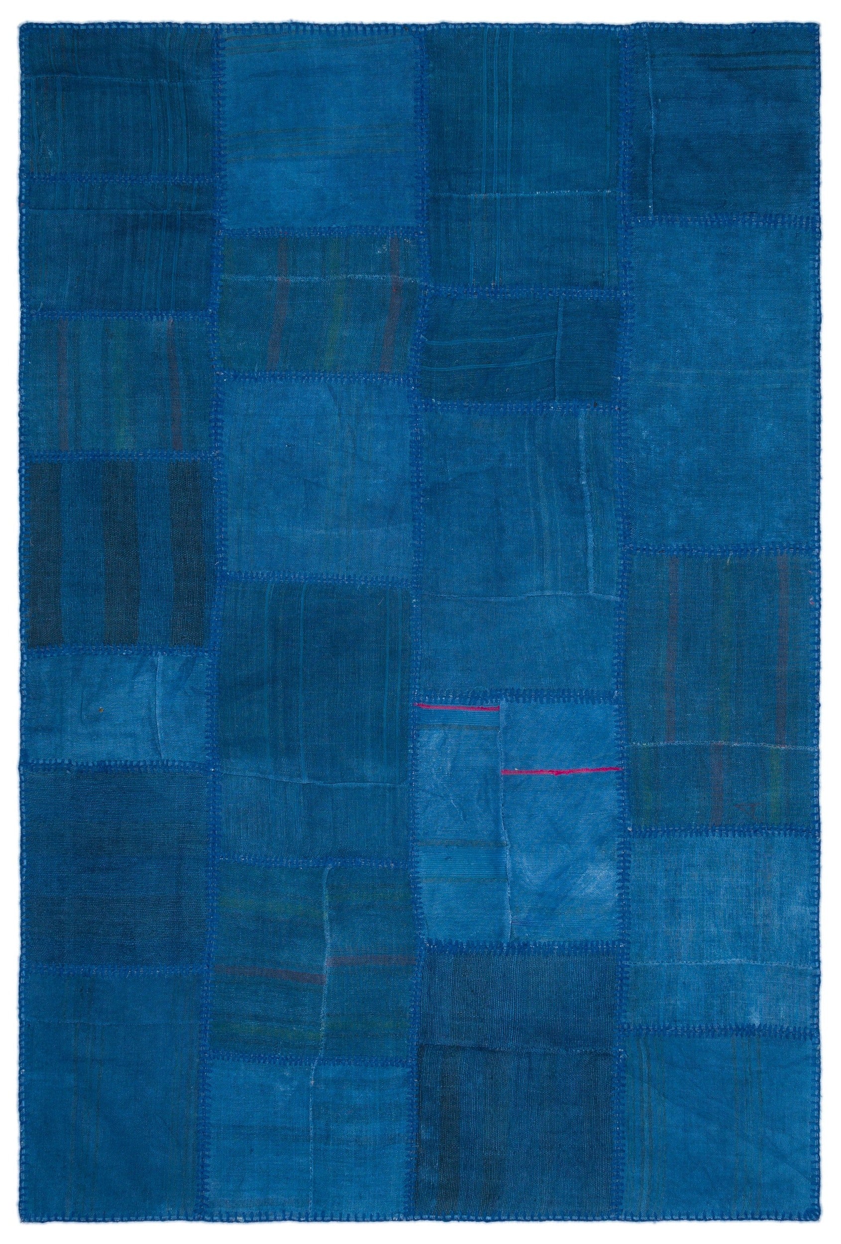 Teselya Mavi Patchwork Yün El Dokuma Halısı 154 x 230 Apex Unique