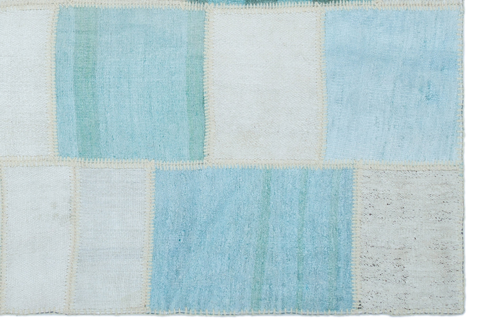 Teselya Mavi Patchwork Yün El Dokuma Halısı 156 x 228 Apex Unique