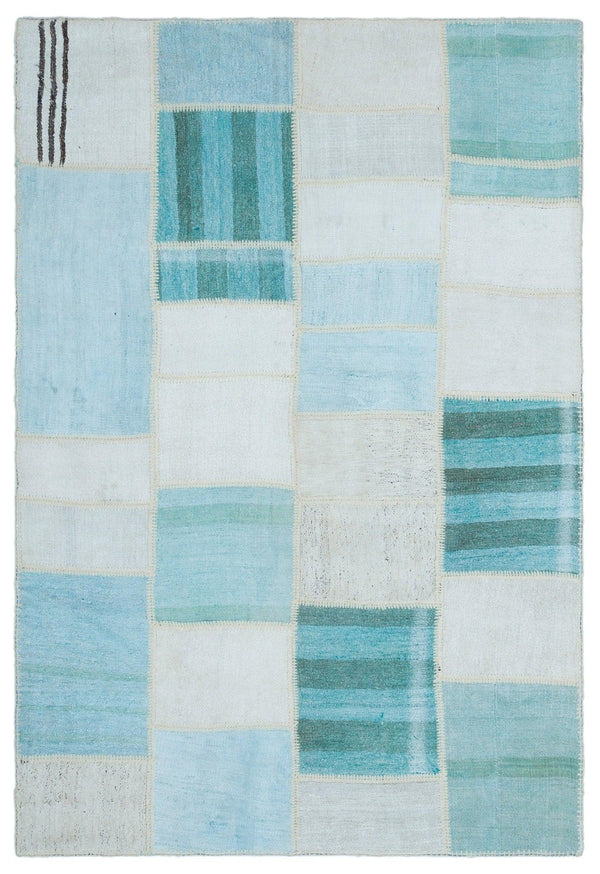 Mavi Anadolu Geometrik Modern Yün Halı 156x228 - Özel Seri