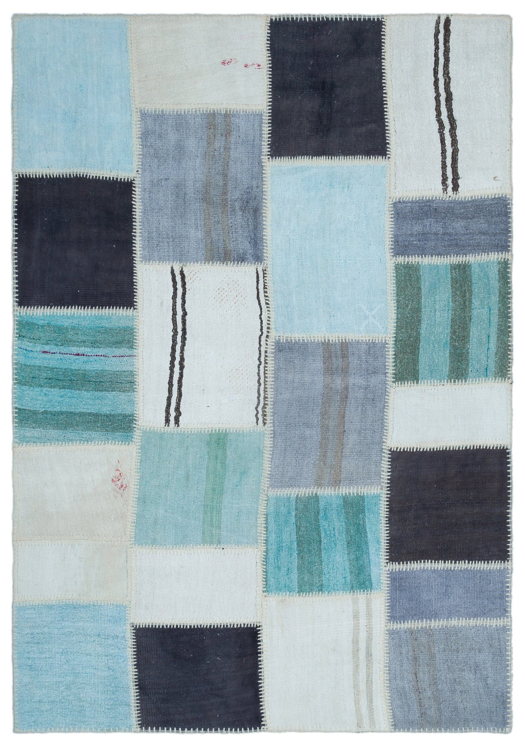 Teselya Bej Patchwork Yün El Dokuma Halısı 160 x 231 Apex Unique