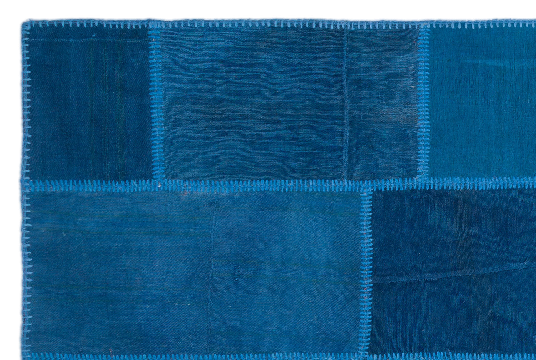 Teselya Mavi Patchwork Yün El Dokuma Halısı 154 x 231 Apex Unique