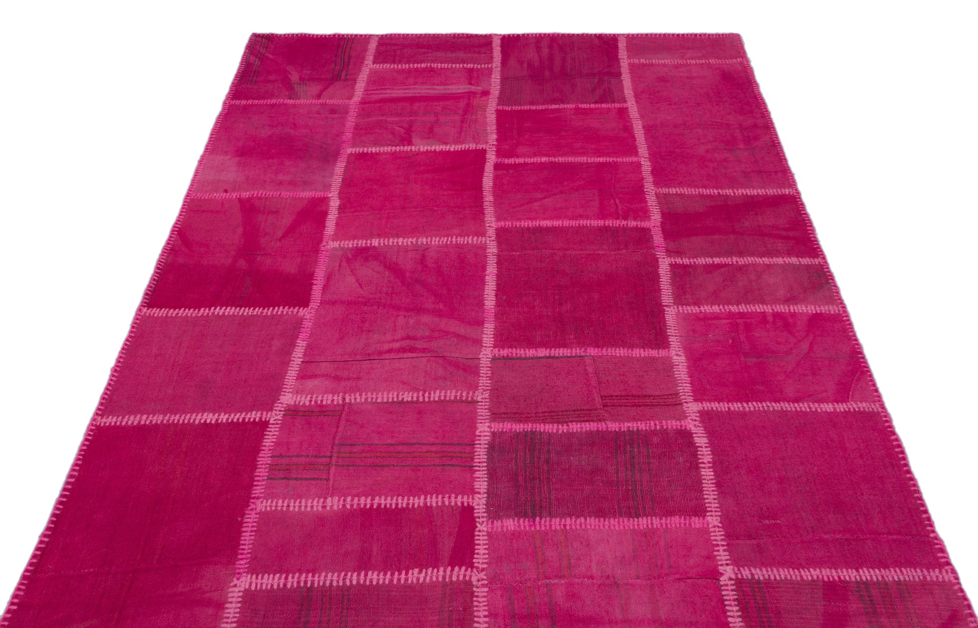 Teselya Pembe Patchwork Yün El Dokuma Halısı 155 x 234 Apex Unique