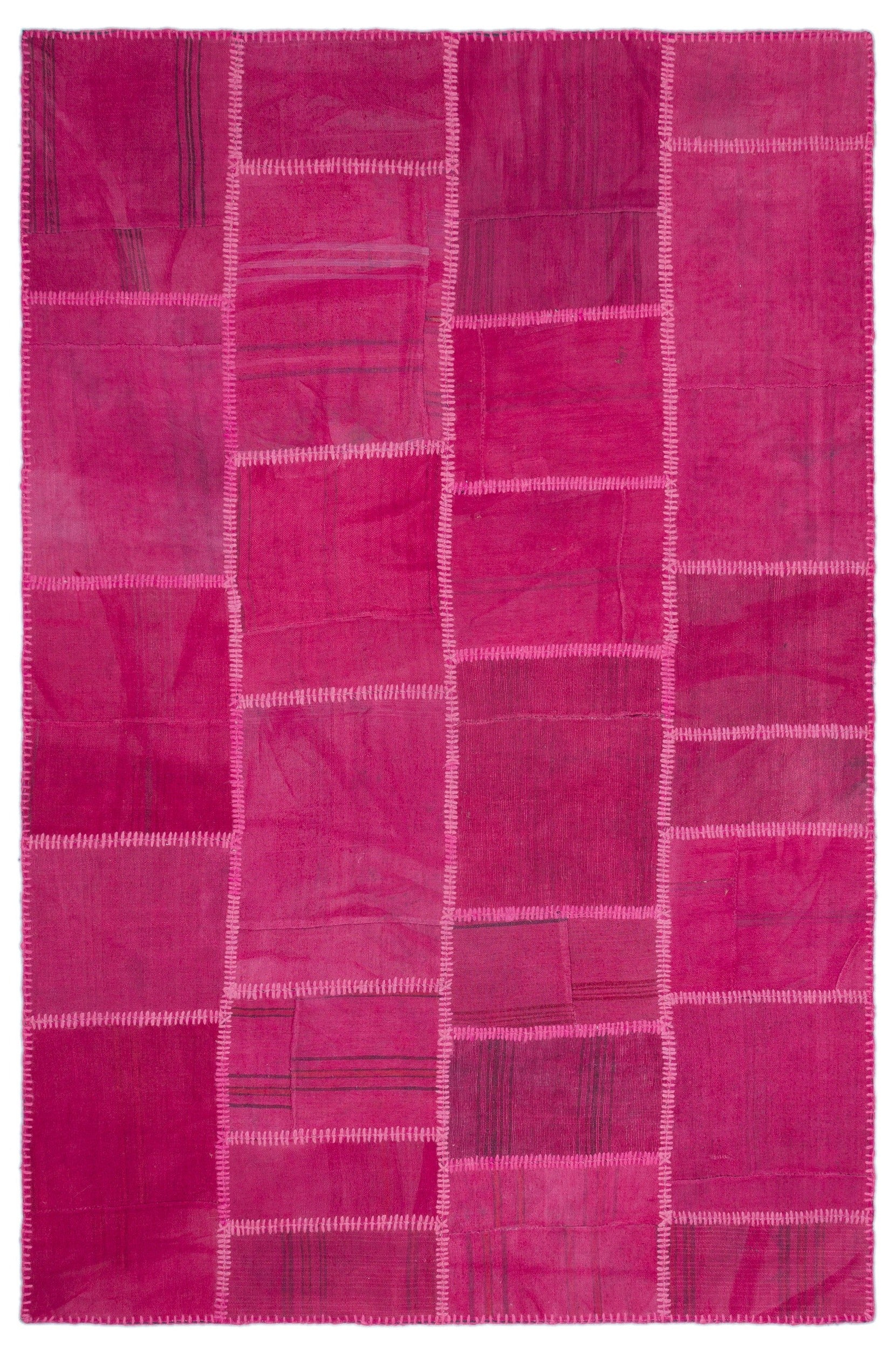 Teselya Pembe Patchwork Yün El Dokuma Halısı 155 x 234 Apex Unique