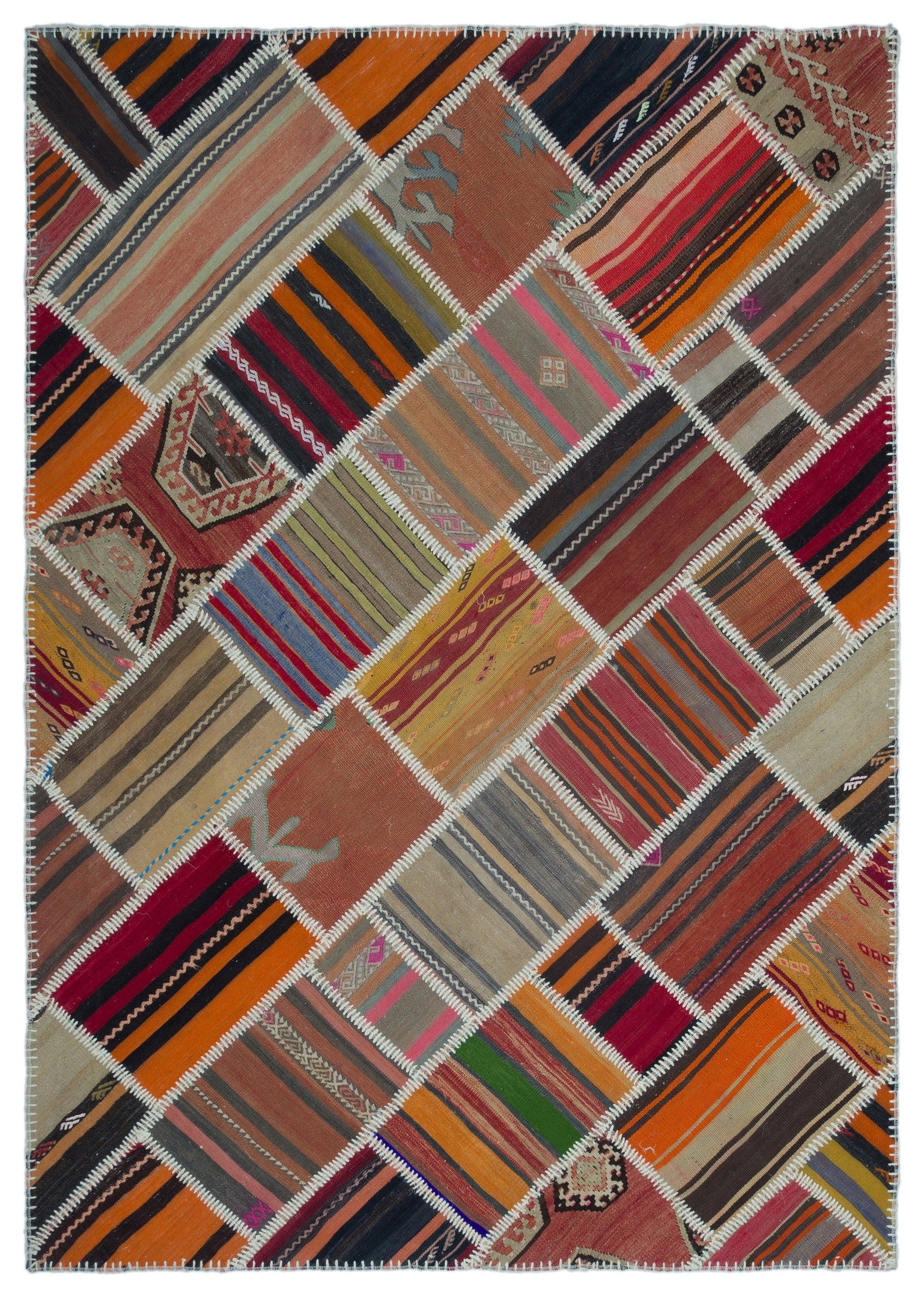 Teselya Turuncu Eskitme Yün El Dokuma Halısı 158 x 227 Apex Unique