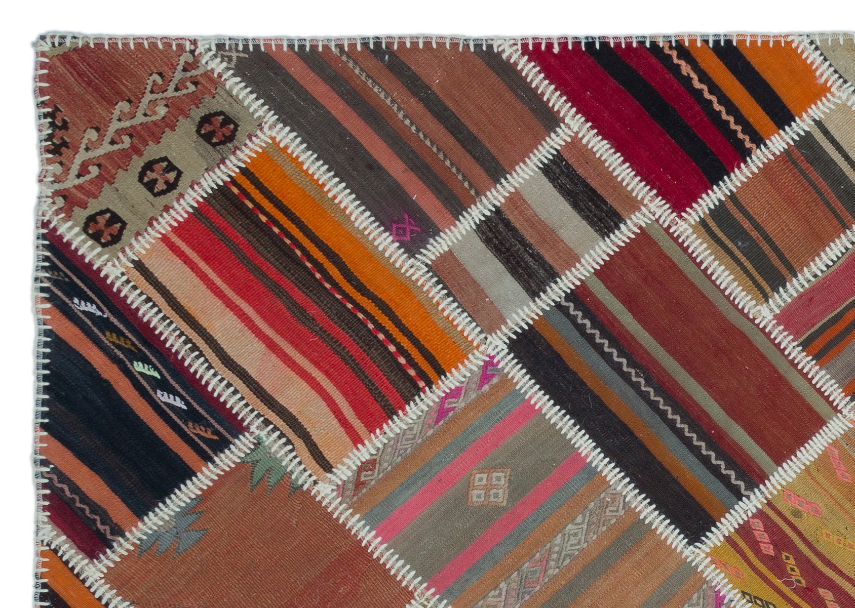 Teselya Turuncu Eskitme Yün El Dokuma Halısı 158 x 227 Apex Unique