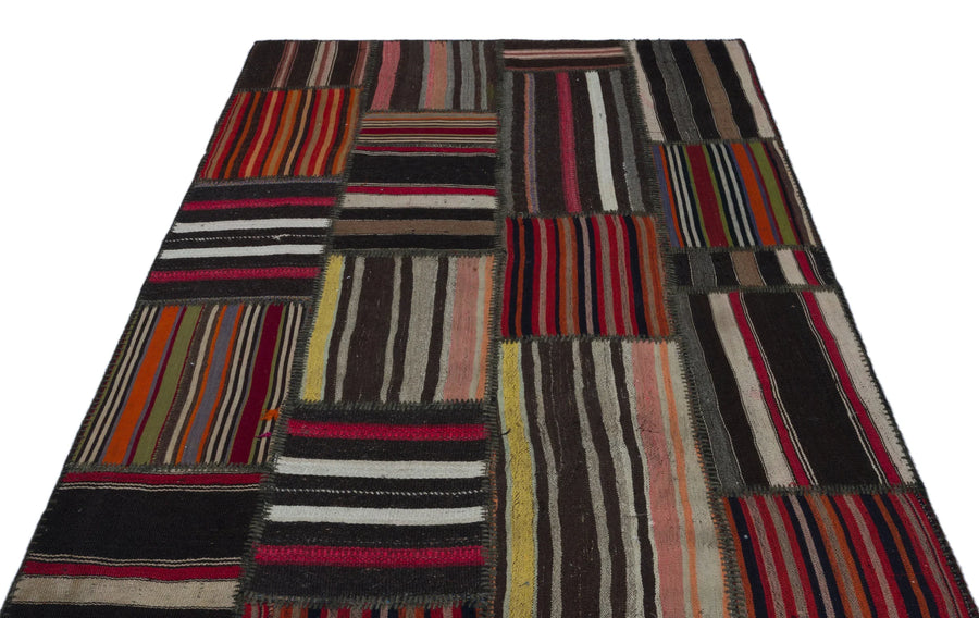 Kırmızı Sarı Anadolu Bohem Geometrik Yün Halı 156x233 - Özel Seri