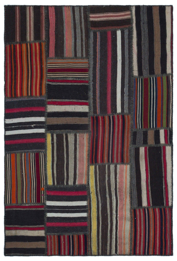 Kırmızı Sarı Anadolu Bohem Geometrik Yün Halı 156x233 - Özel Seri