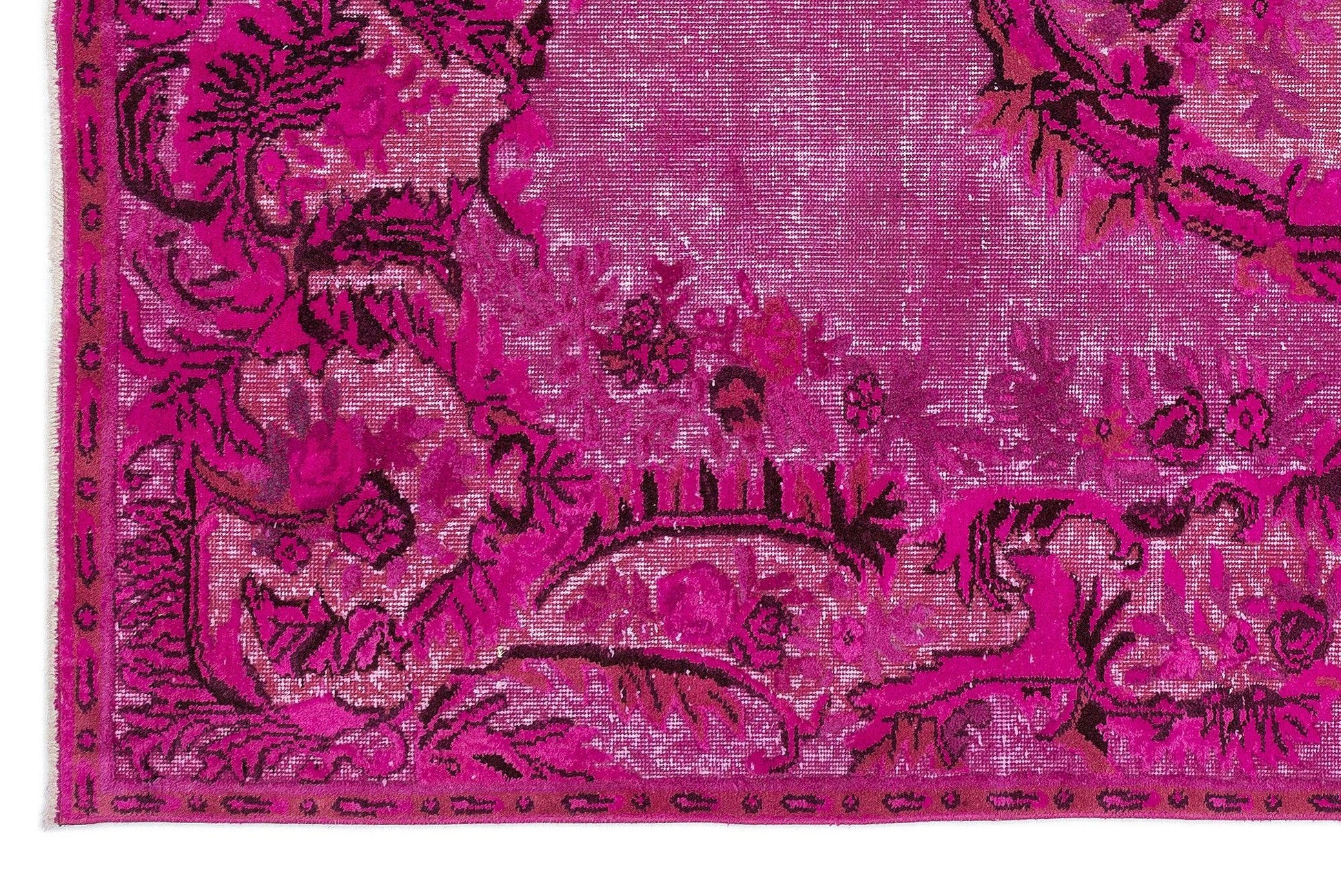 Pembe Anadolu Bohem Çiçekli Yün Halı 185x289 - Özel Seri