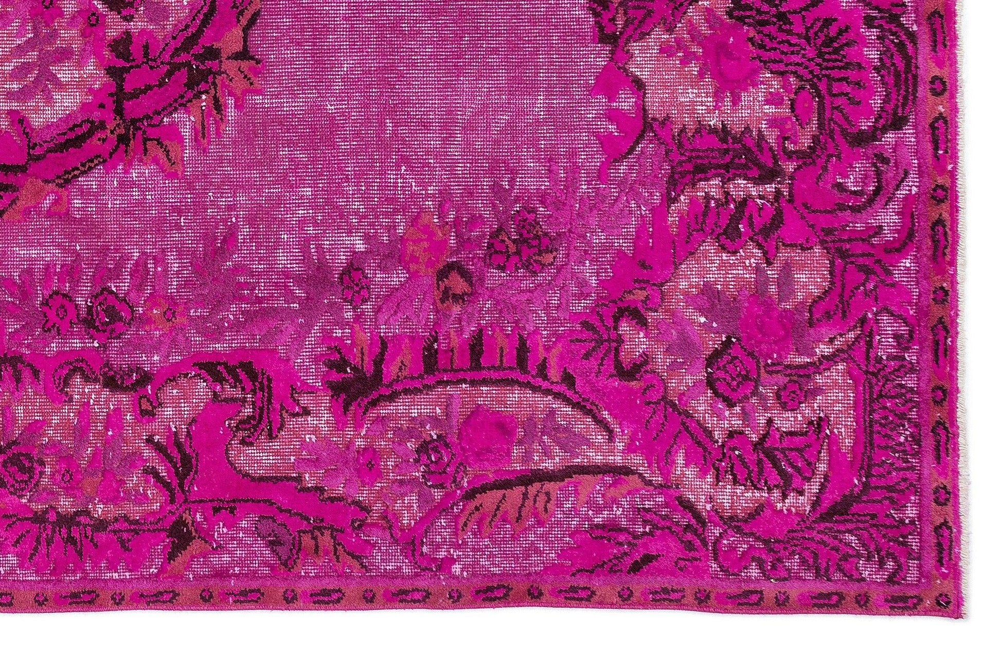 Pembe Anadolu Bohem Çiçekli Yün Halı 185x289 - Özel Seri