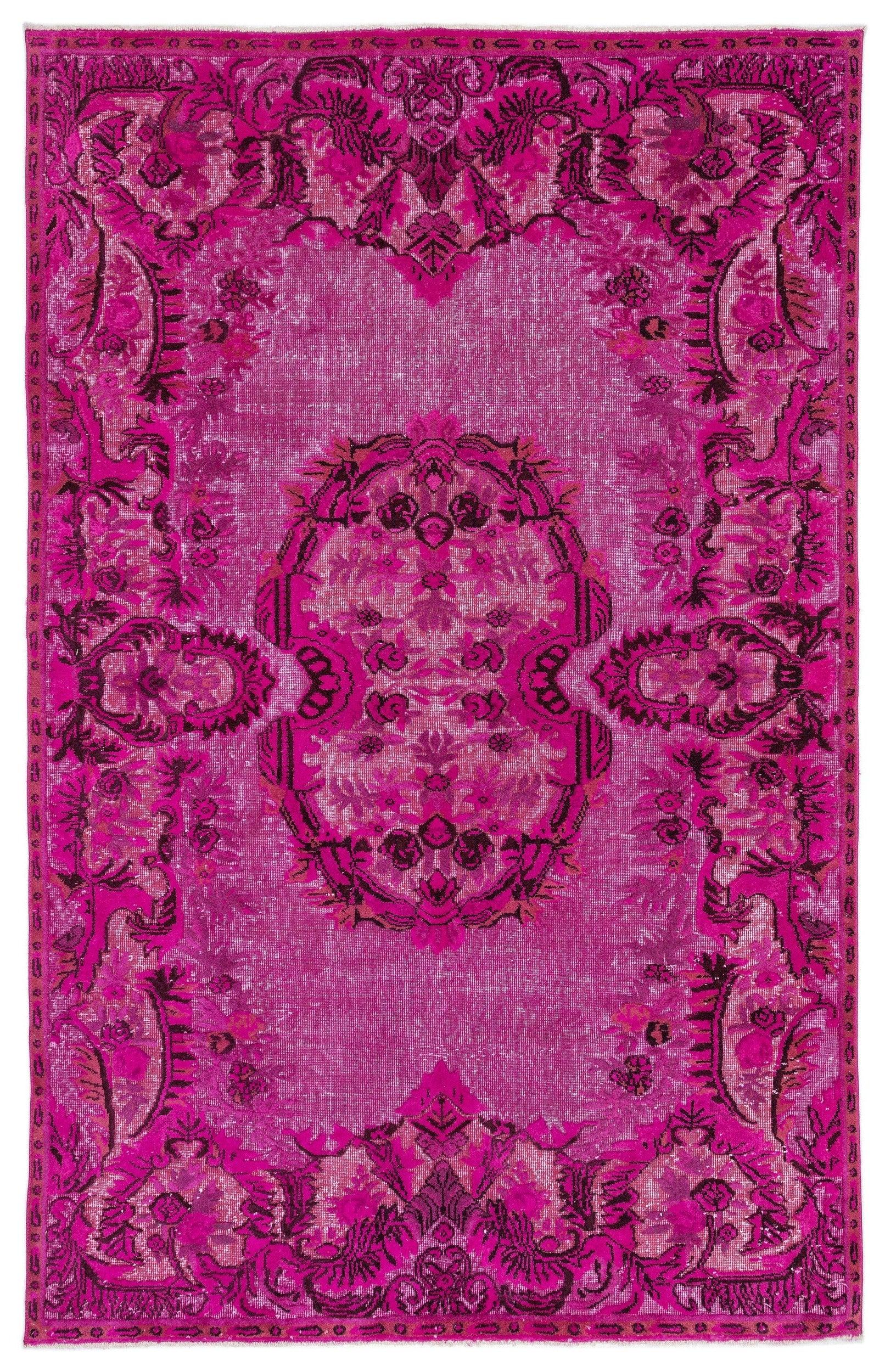 Pembe Anadolu Bohem Çiçekli Yün Halı 185x289 - Özel Seri