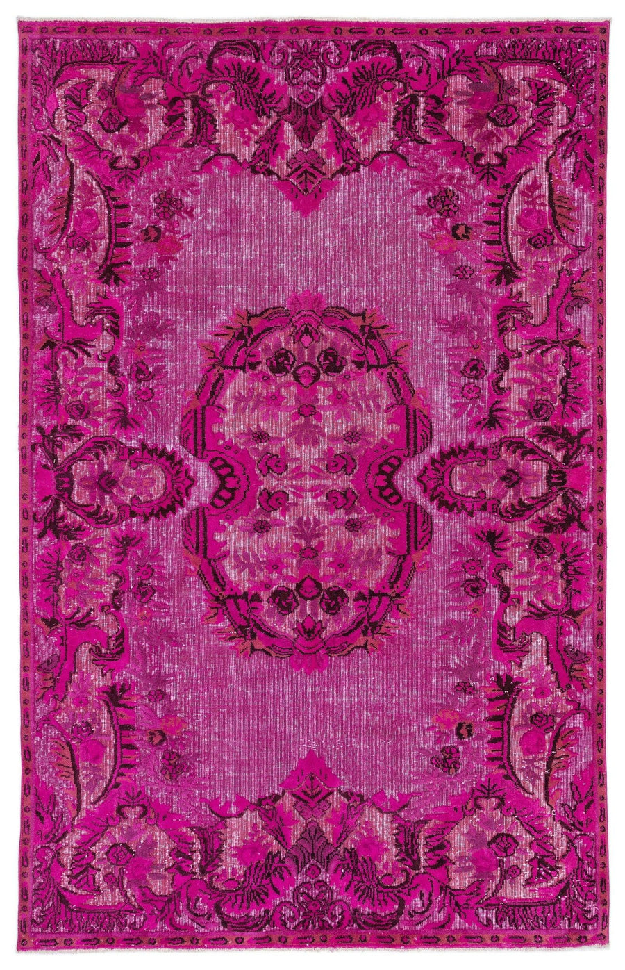 Pembe Anadolu Bohem Çiçekli Yün Halı 185x289 - Özel Seri