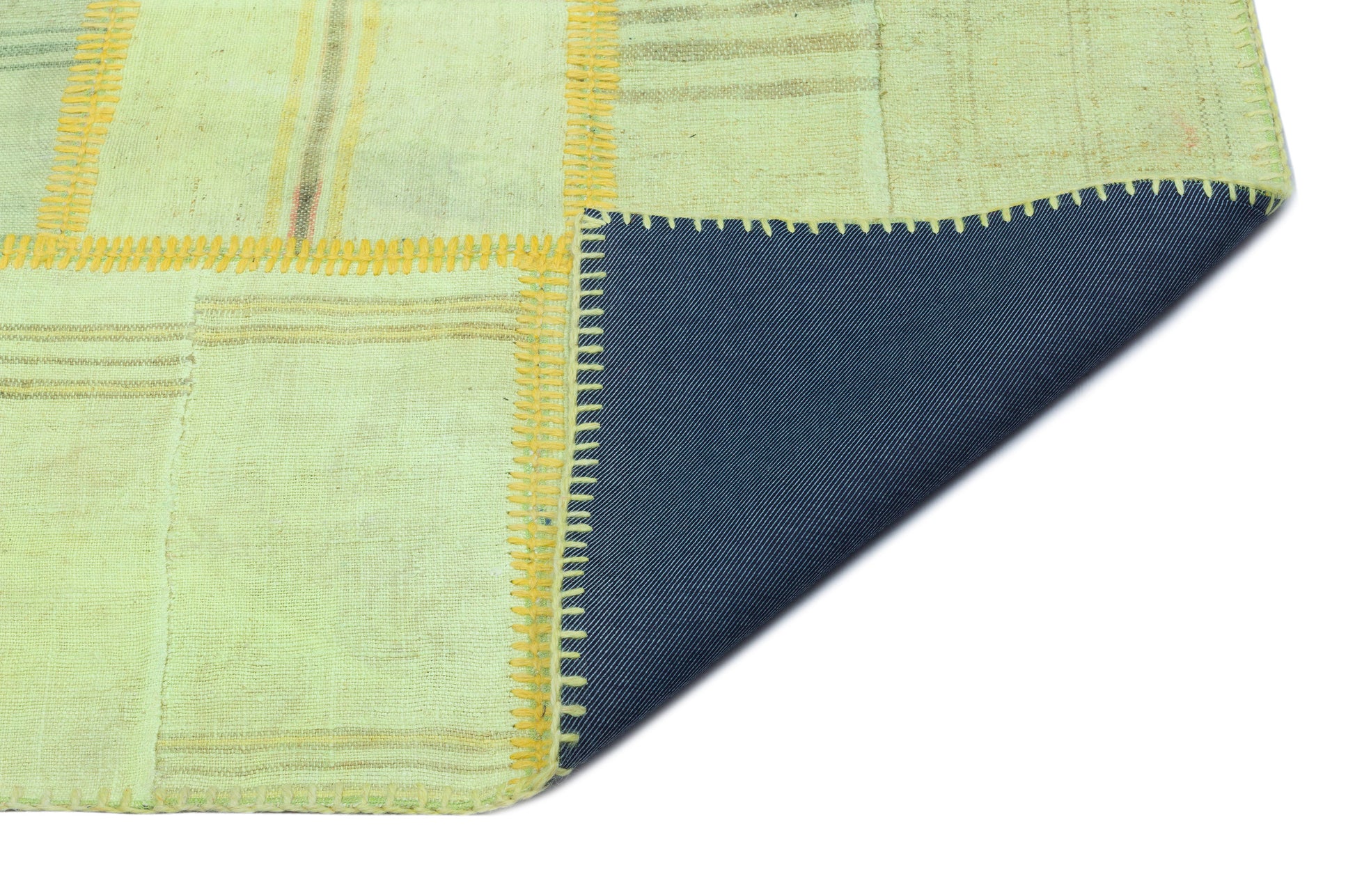 Teselya Yeşil Patchwork Yün El Dokuma Halısı 156 x 232 Apex Unique