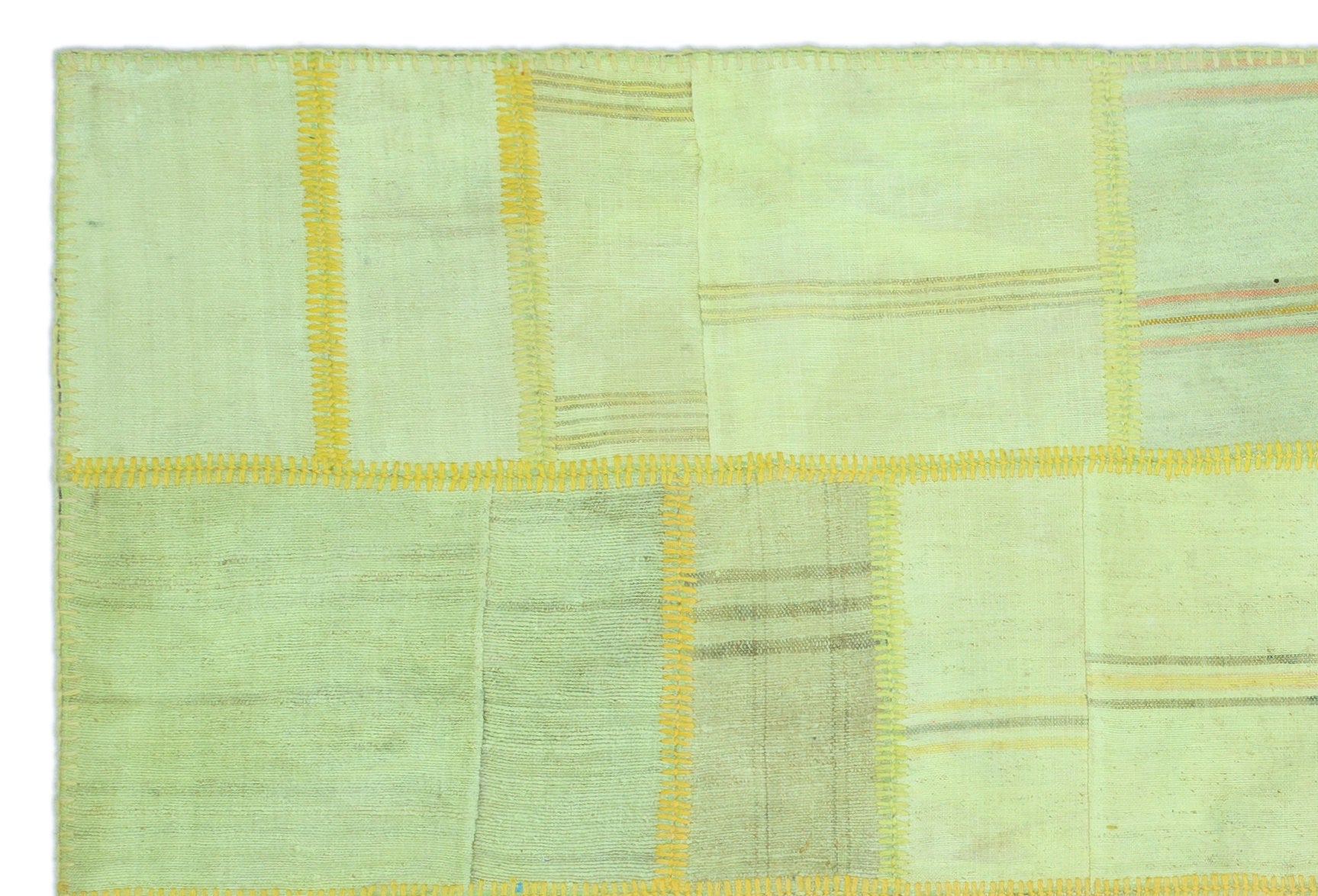 Teselya Yeşil Patchwork Yün El Dokuma Halısı 156 x 232 Apex Unique