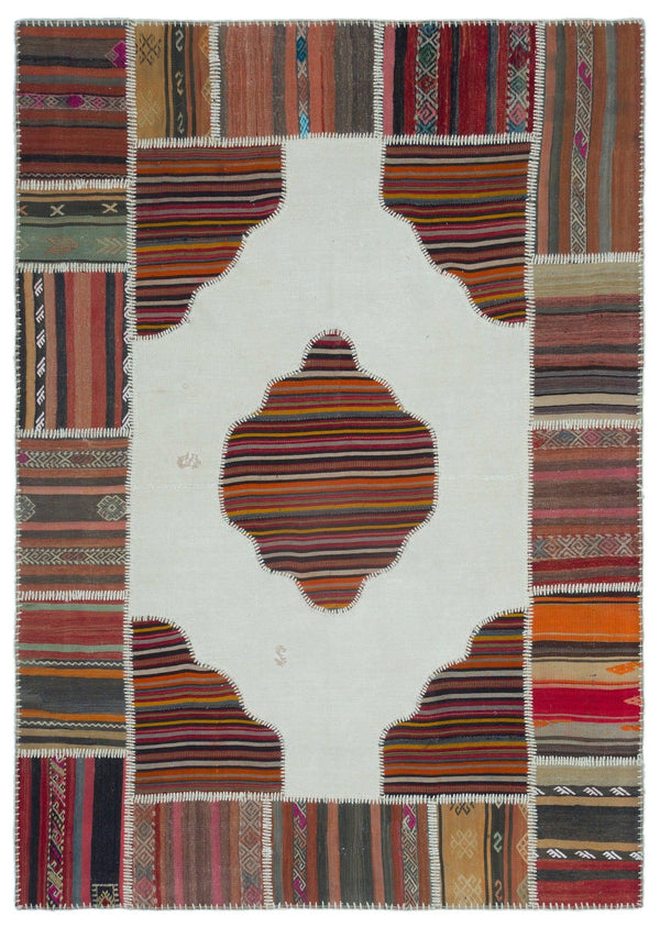 Bej Anadolu Bohem Geometrik Yün Halı 161x227 - Özel Seri