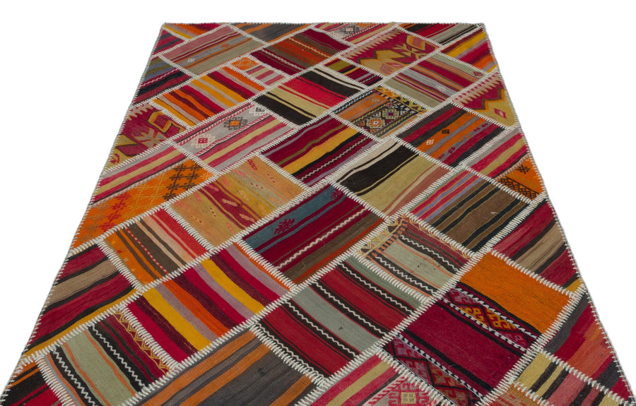 Kırmızı Anadolu Bohem Geometrik Yün Halı 156x234 - Özel Seri