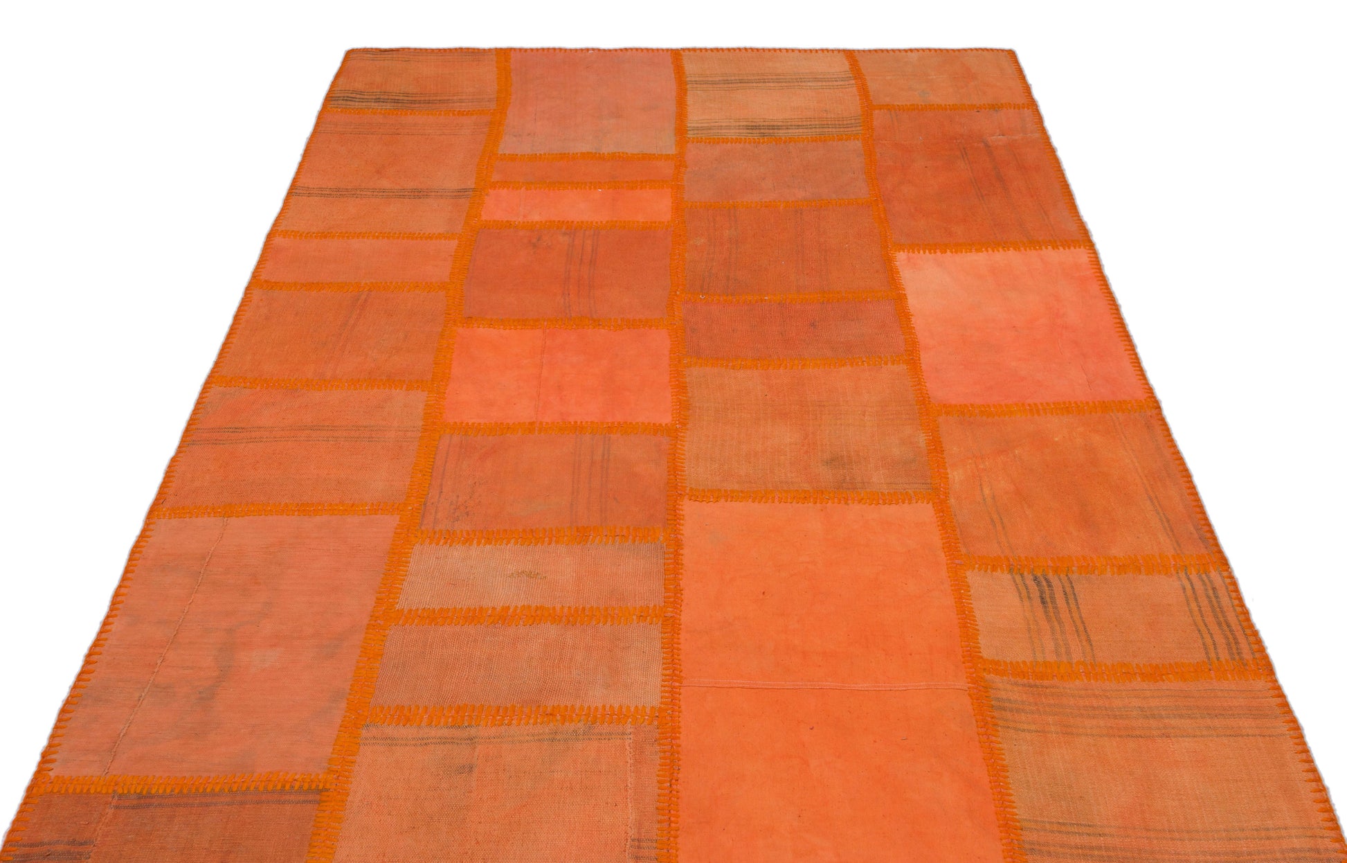 Teselya Turuncu Patchwork Yün El Dokuma Halısı 157 x 232 Apex Unique