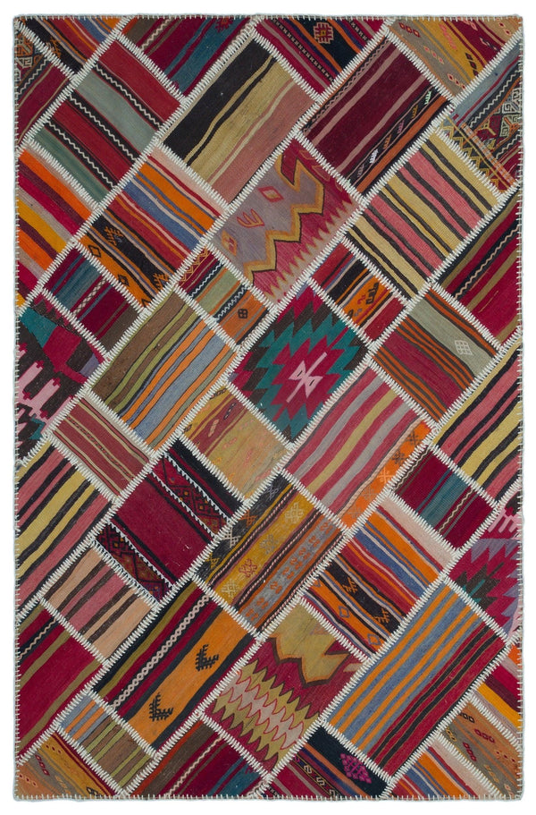 Kırmızı Anadolu Bohem Geometrik Yün Halı 157x234 - Özel Seri