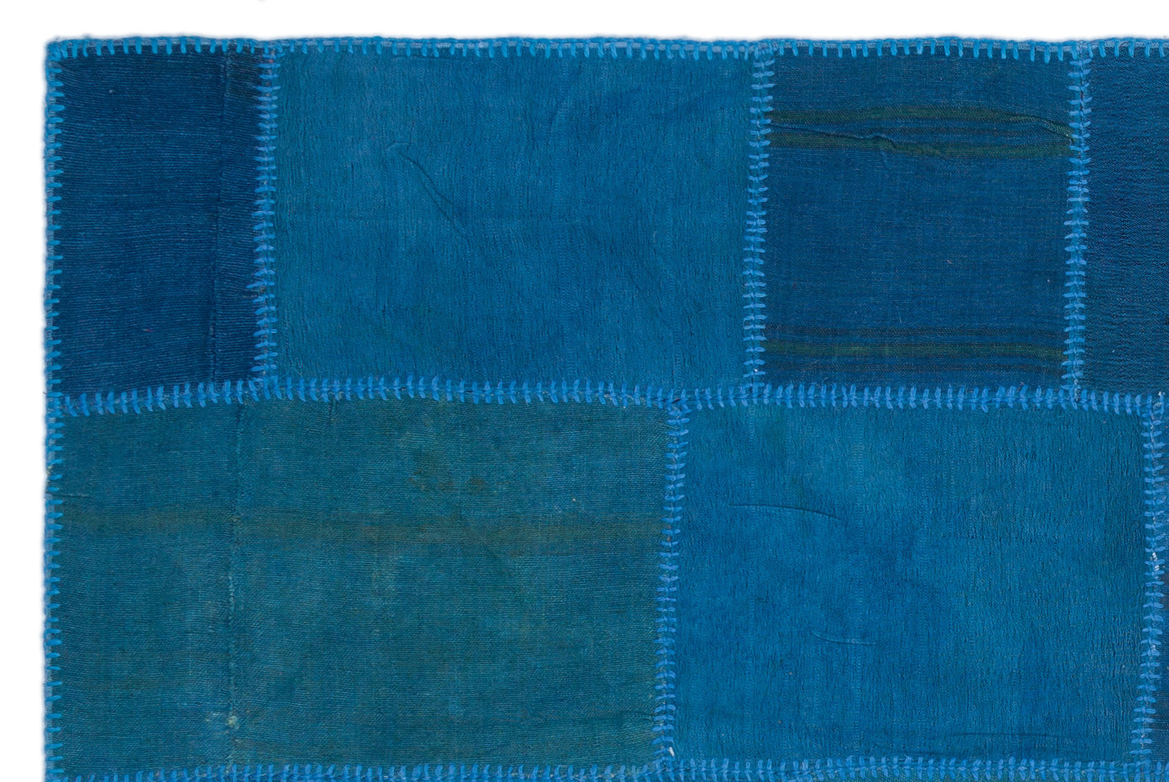 Teselya Mavi Patchwork Yün El Dokuma Halısı 155 x 230 Apex Unique