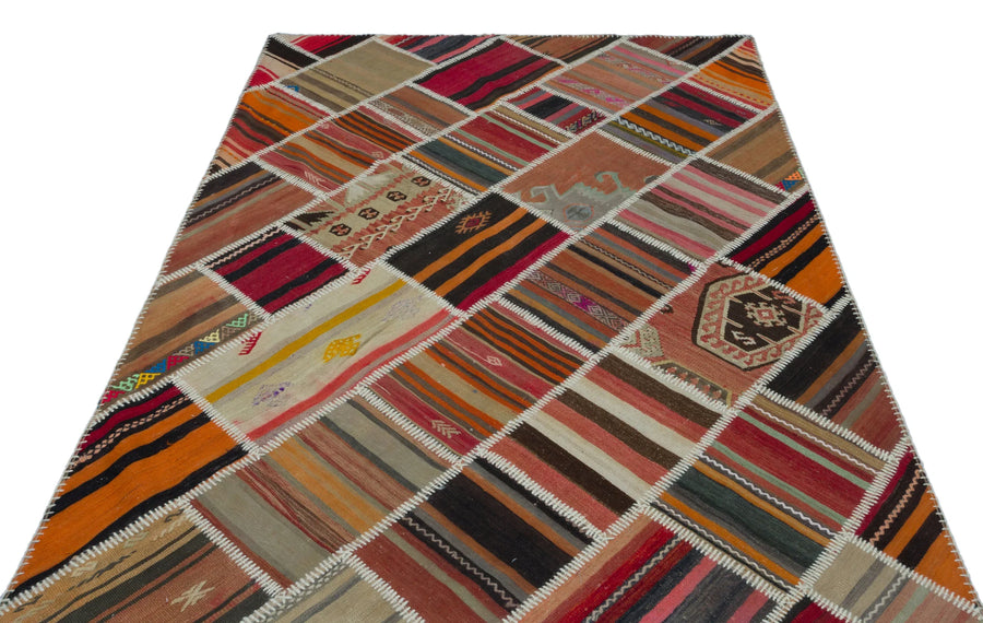 Bej Kırmızı Anadolu Bohem Geometrik Yün Halı 160x235 - Özel Seri