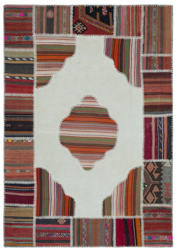 Bej Anadolu Bohem Geometrik Yün Halı 162x228 - Özel Seri