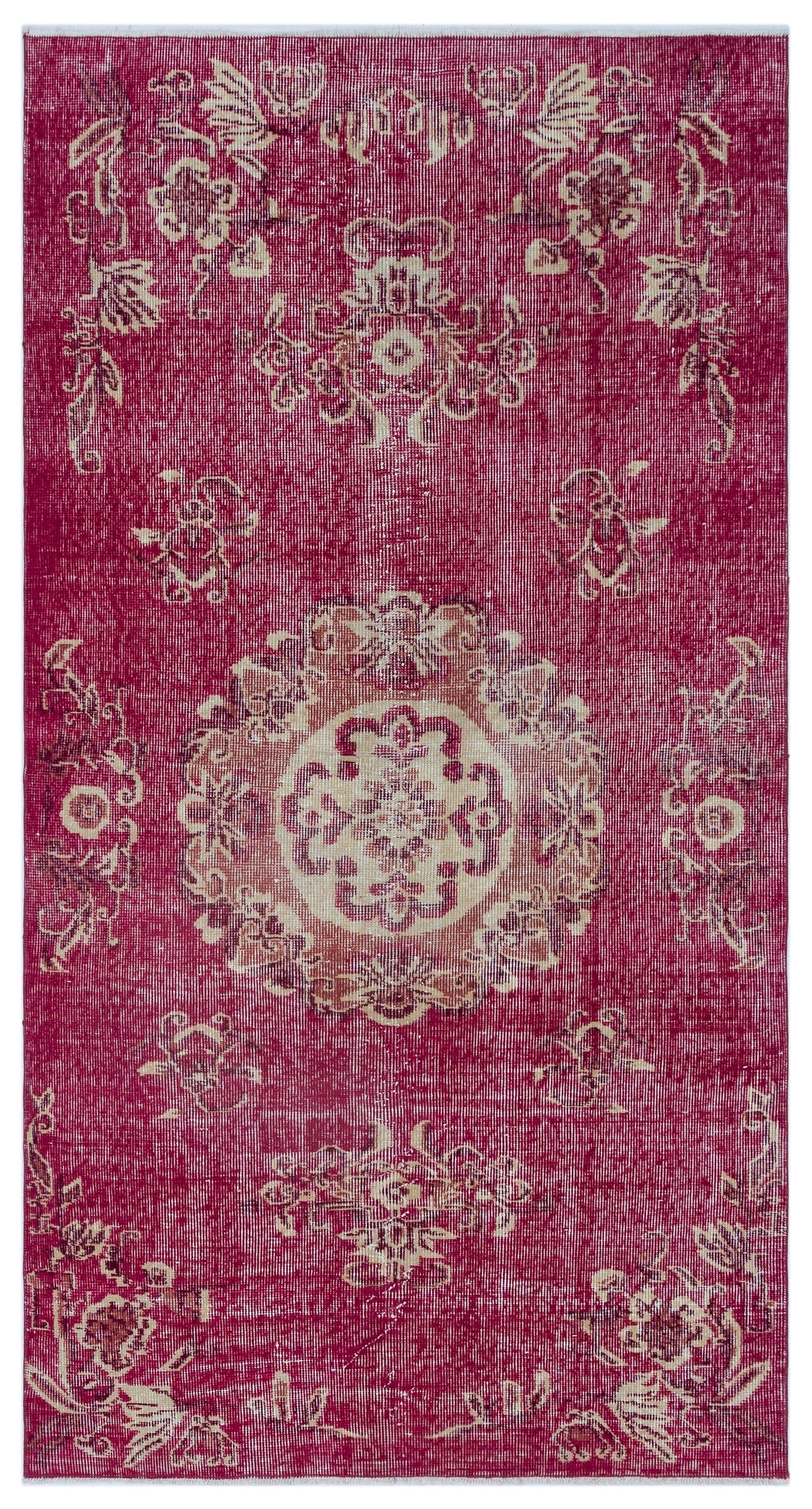 Atina Krem Eskitme Yün El Dokuma Halısı 107 x 206 Apex Unique