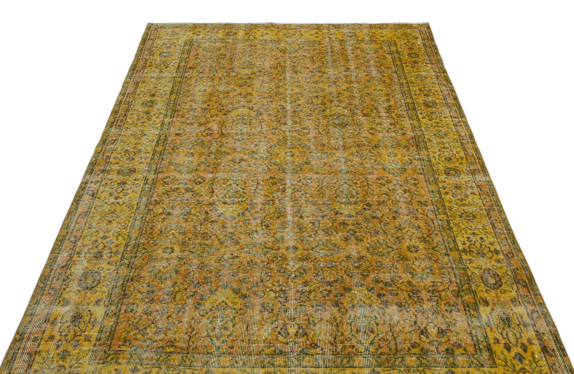 Atina Sarı Eskitme Yün El Dokuma Halısı 162 x 278 Apex Unique