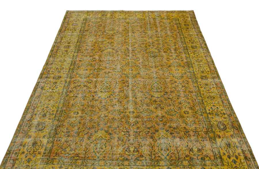 Sarı Anadolu Eskitme Geometrik Yün Halı 162x278 - Özel Seri