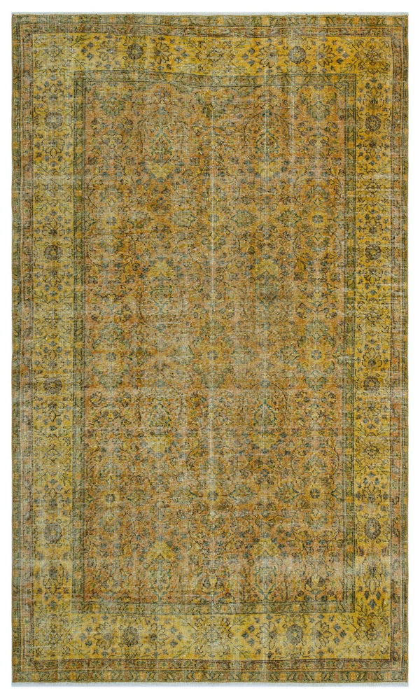 Sarı Anadolu Eskitme Geometrik Yün Halı 162x278 - Özel Seri